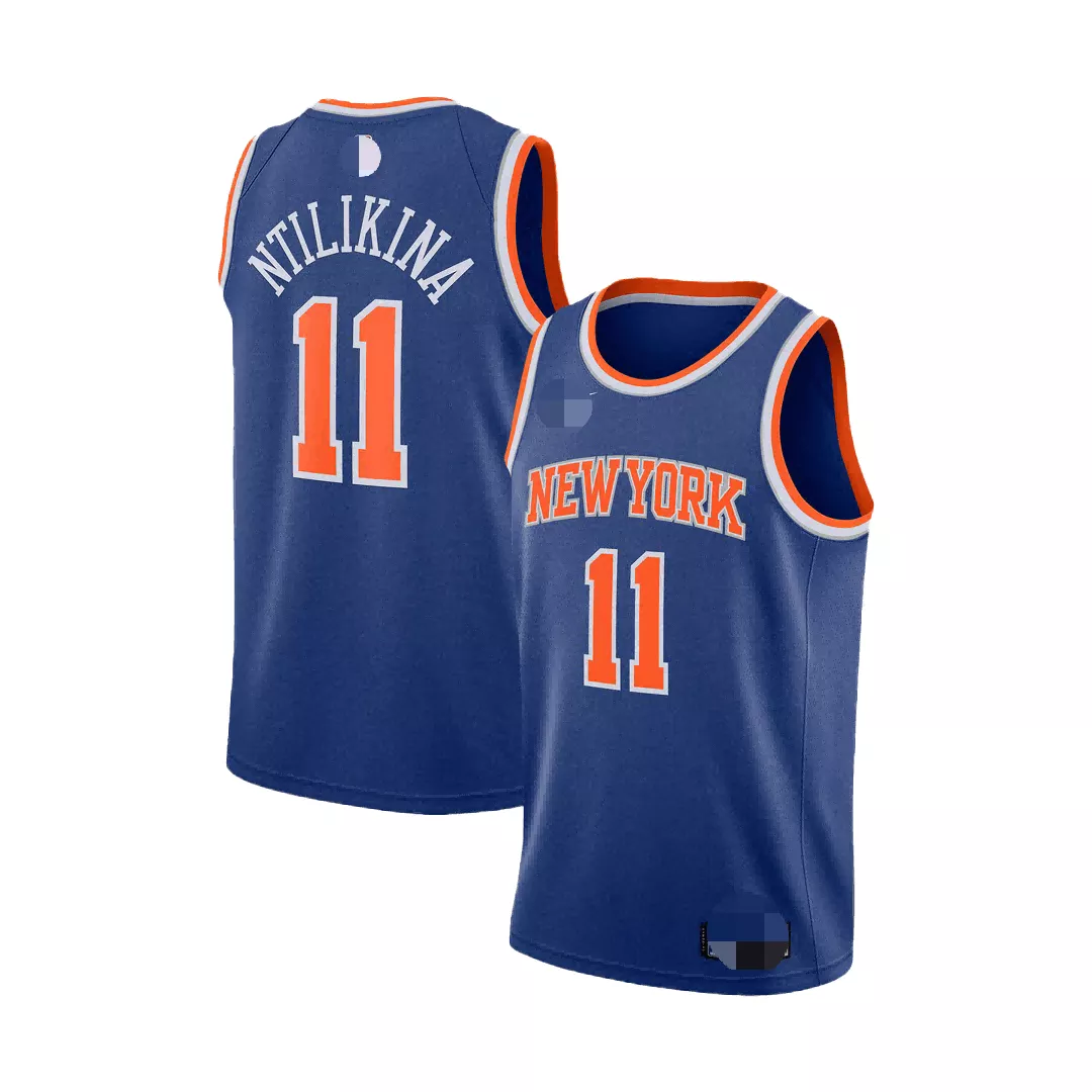 Men's New York Knicks Ntilikina #11 Blue Swingman Jersey - Icon Edition - thejerseys