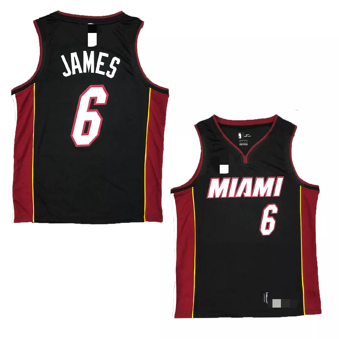 Men's Miami Heat Lebron James #6 Black Swingman Jersey - City