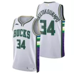 Men's Milwaukee Bucks Giannis Antetokounmpo #34 White Swingman Jersey 2021/22 - City Edition - thejerseys