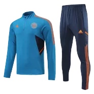 Manchester United 1/4 Zip Blue Tracksuit Kit(Top+Pants) 2022/23 for Adults - thejerseys