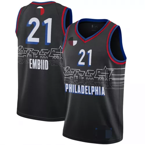 Men's Philadelphia 76ers Joel Embiid #21 Black Swingman Jersey 2020/21 - Statement Edition - thejerseys