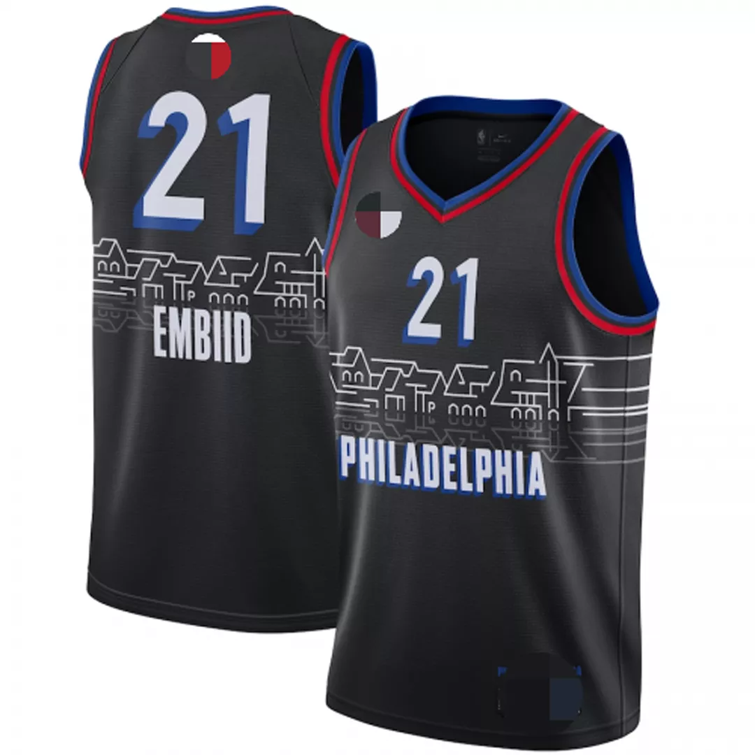 Men's Philadelphia 76ers Joel Embiid #21 Black Swingman Jersey 2020/21 - Statement Edition