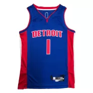 Men's Detroit Pistons Allen Iverson #1 Blue 2021/22 Swingman Jersey - Icon Edition - thejerseys