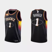 Men's Phoenix Suns Devin Booker #1 Black 2021/22 Swingman Jersey - thejerseys
