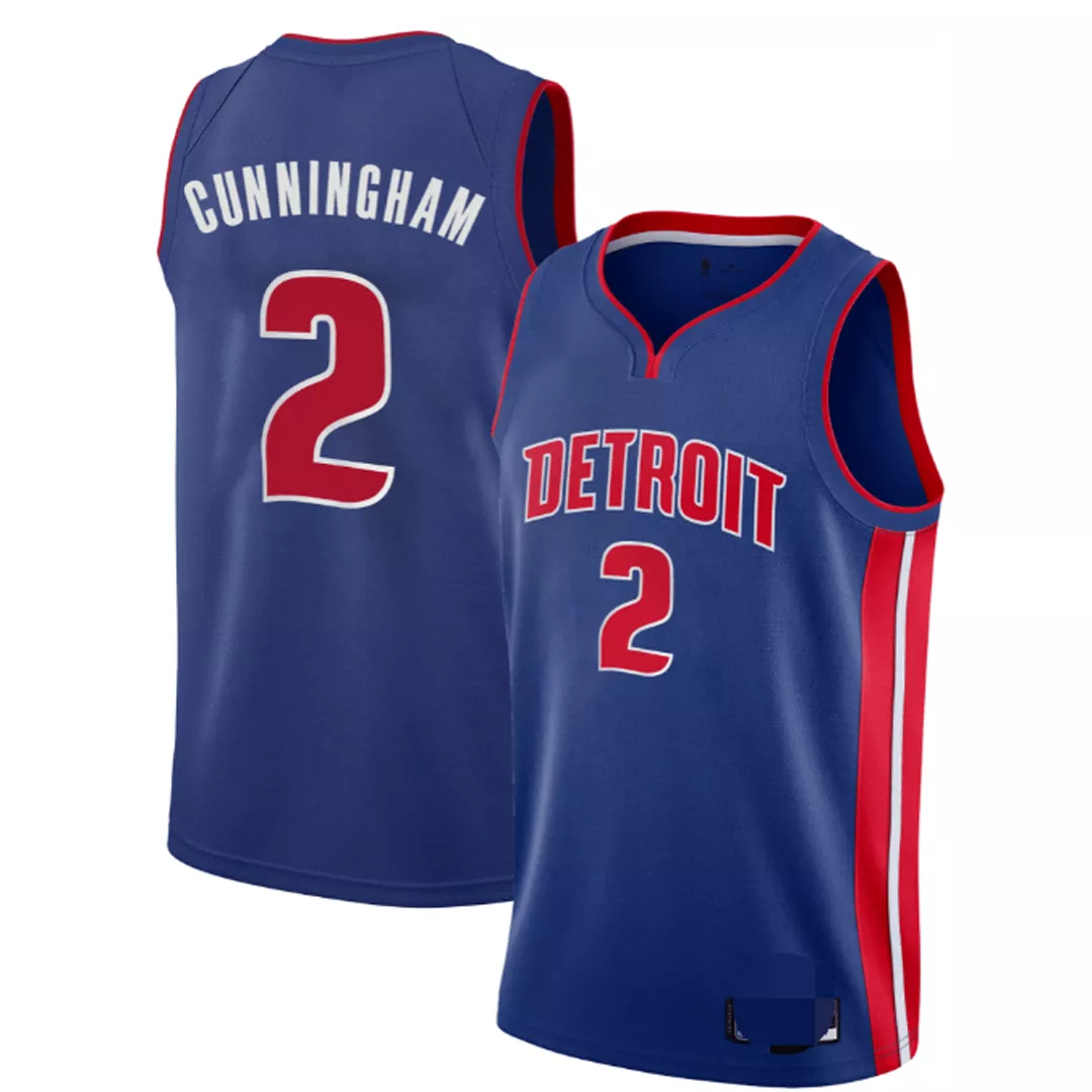 Men's Detroit Pistons Cade Cunningham #2 Blue Swingman Jersey 2021 - Icon Edition