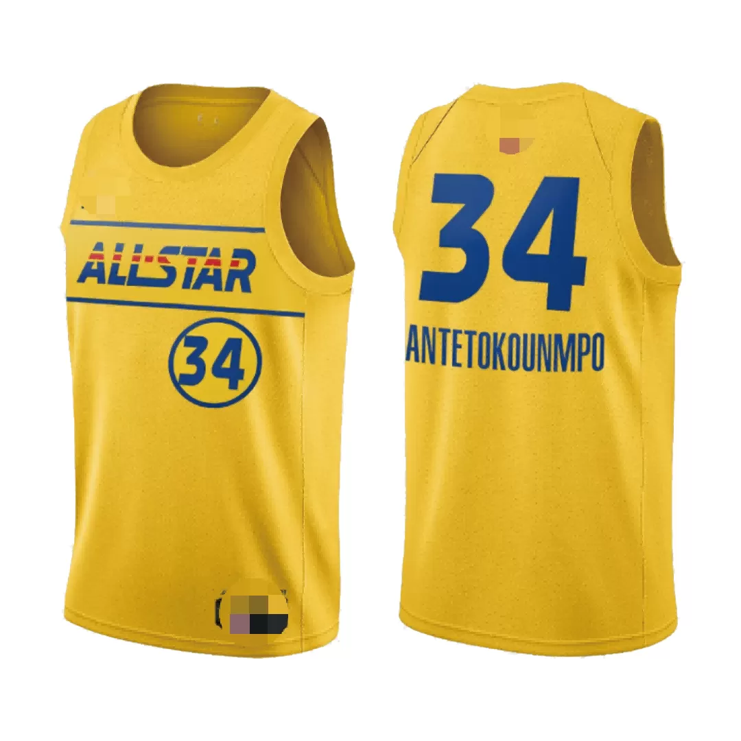 Men's All Star Giannis Antetokounmpo #34 Yellow Swingman Jersey 2021