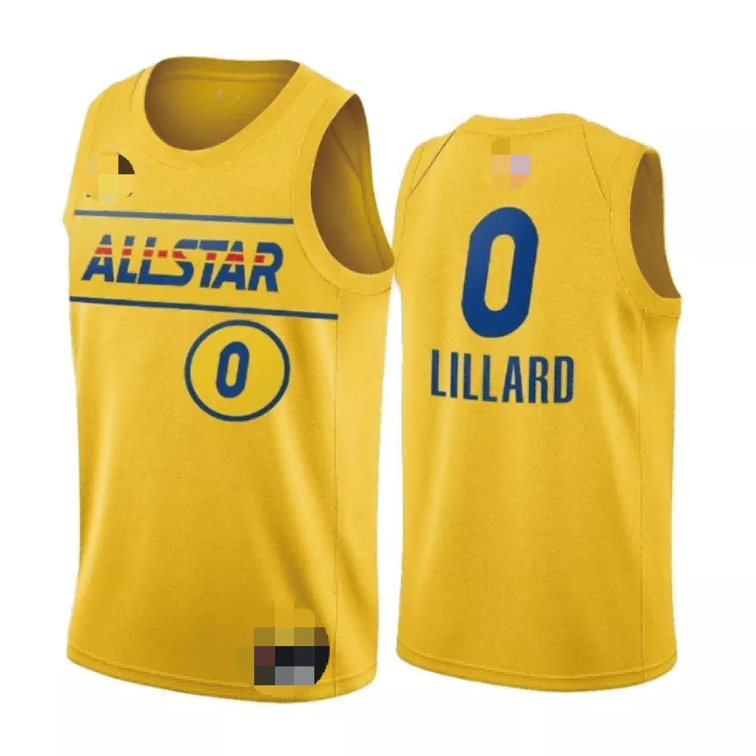 Men's All Star Damian Lillard #0 Yellow Swingman Jersey 2021 - thejerseys
