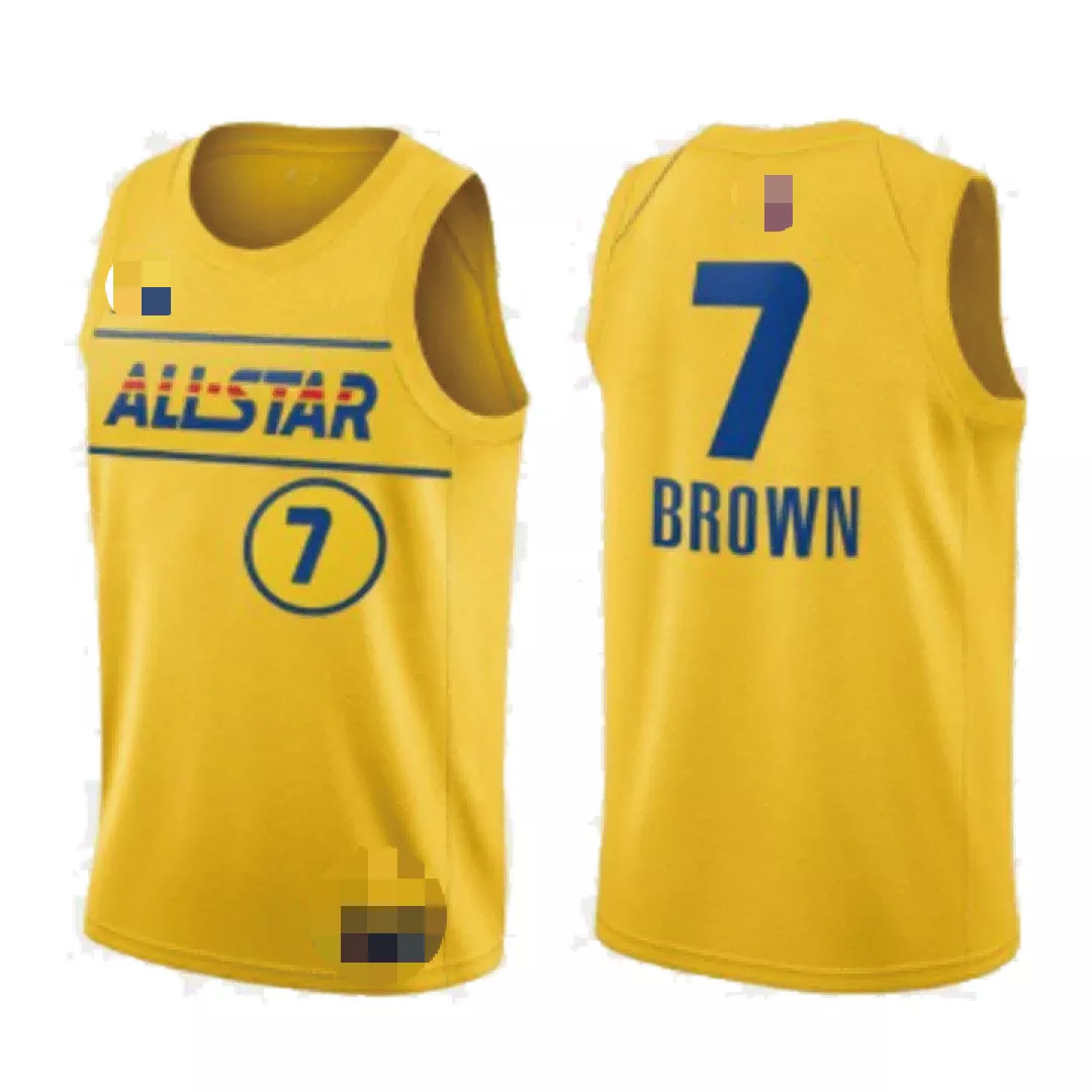 Men's All Star Jaylen Brown #7 Yellow Swingman Jersey 2021