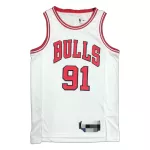 Men's Chicago Bulls Dennis Rodman #91 White 2021/22 Diamond Swingman Jersey - Icon Edition - thejerseys