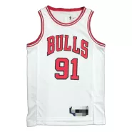 Men's Chicago Bulls Dennis Rodman #91 White 2021/22 Diamond Swingman Jersey - Icon Edition - thejerseys