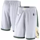 Men's Milwaukee Bucks White/Hunter Green Basketball Shorts 2020/21 - Association Edition - thejerseys