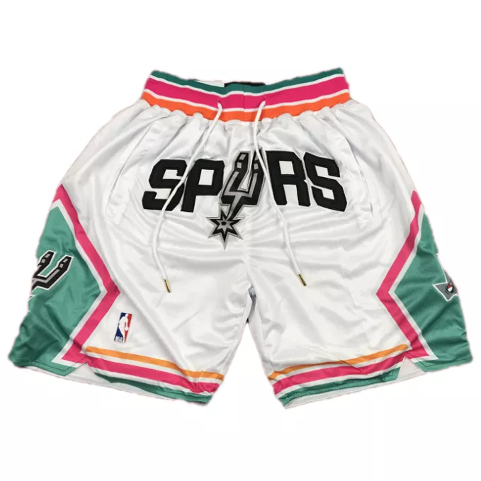 Men's San Antonio Spurs White Basketball Shorts - thejerseys