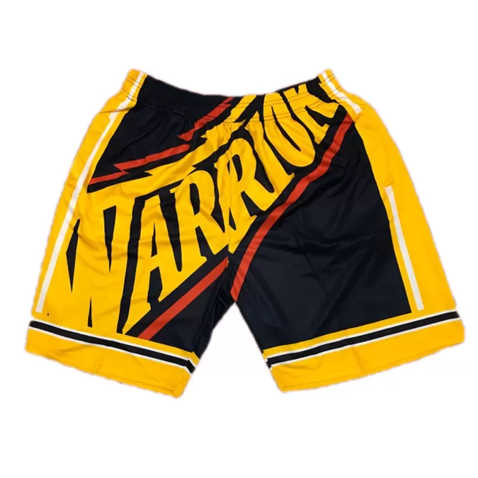 Men's Golden State Warriors Black&Yellow Basketball Shorts - thejerseys