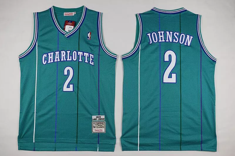 Men's Charlotte Hornets Larry Johnson #2 Hardwood Classics Jersey 1992/93 - thejerseys