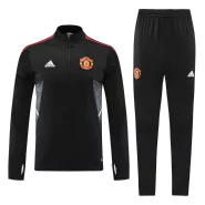 Manchester United 1/4 Zip Black Tracksuit Kit(Top+Pants) 2022/23 for Adults - thejerseys
