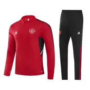 Manchester United 1/4 Zip Red Tracksuit Kit(Top+Pants) 2022/23 for Adults - thejerseys