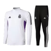 Kid's Real Madrid Zipper White Tracksuit 2022/23 - thejerseys