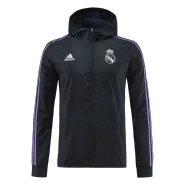 Real Madrid Black Hoodie Windbreaker Jacket 2022/23 For Adults - thejerseys