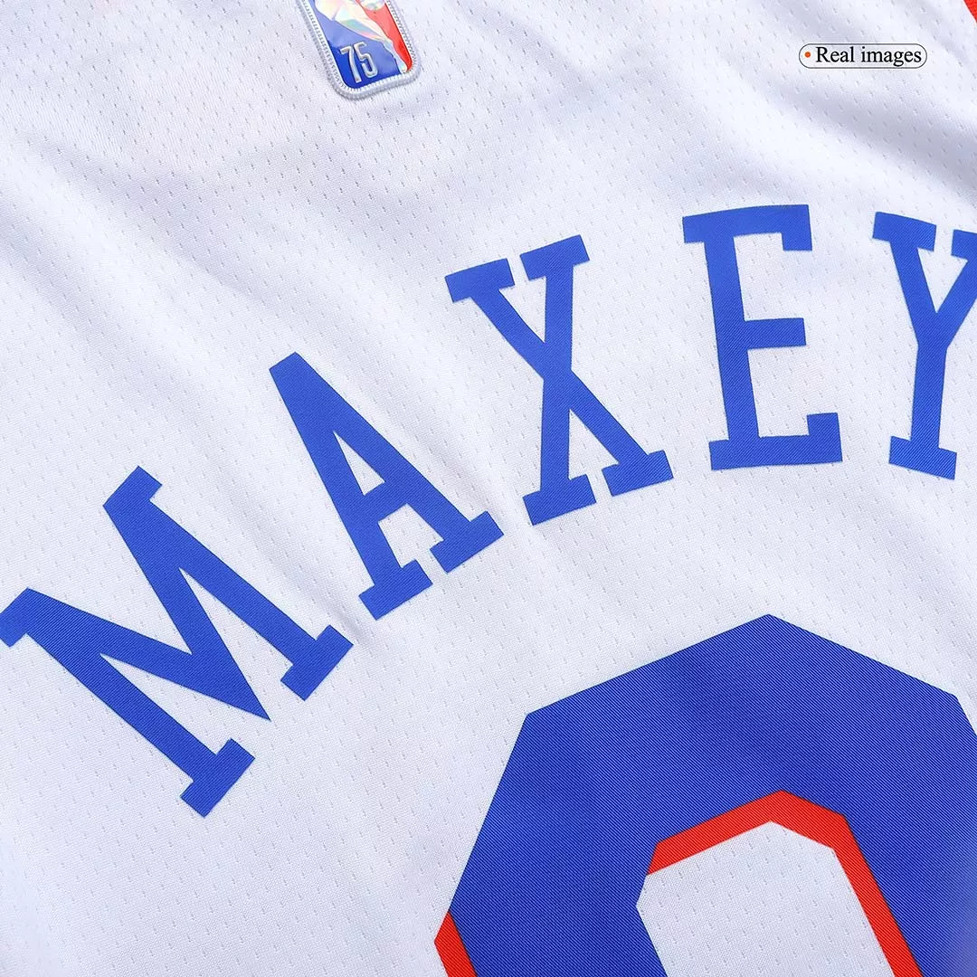 Men's Philadelphia 76ers Tyrese Maxey #0 White Swingman Jersey 2021/22 - Icon Edition - thejerseys