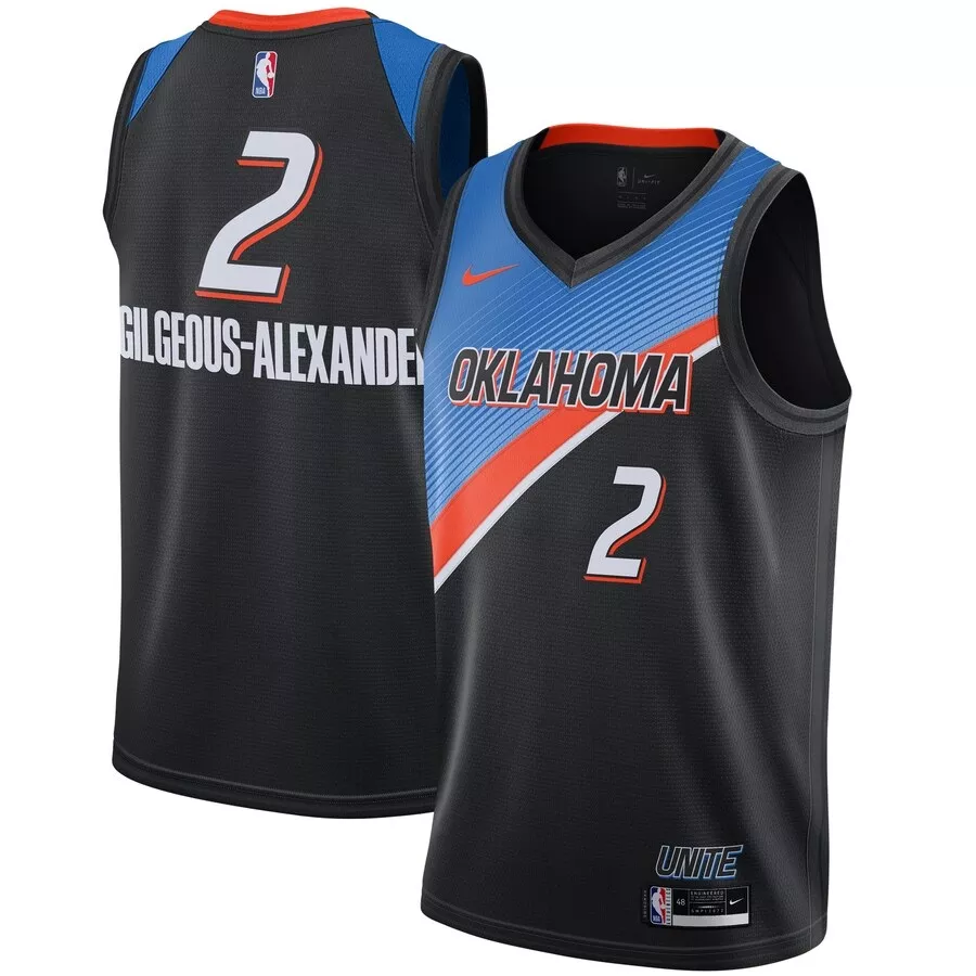 Men's Oklahoma City Thunder Shai Gilgeous-Alexander #2 Black Swingman Jersey 20/21 - City Edition - thejerseys