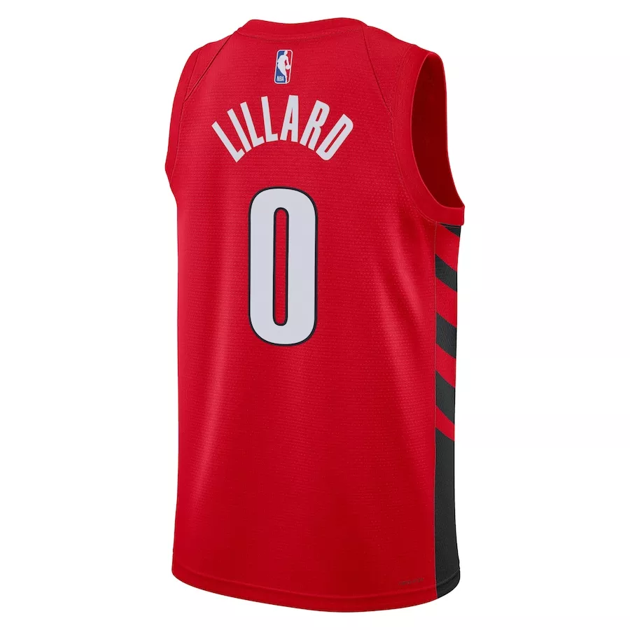 Men's Portland Trail Blazers Damian Lillard #0 Red Swingman Jersey 22/23 - Statement Edition - thejerseys