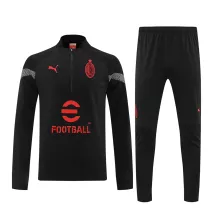 AC Milan 1/4 Zip Black Tracksuit Kit(Top+Pants) 2022/23 for Adults - thejerseys