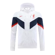 Liverpool White Hoodie Windbreaker Jacket 2022/23 For Adults - thejerseys