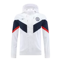 Chelsea White Hoodie Windbreaker Jacket 2022/23 For Adults - thejerseys