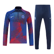 PSG 1/4 Zip Blue&Red Tracksuit Kit(Top+Pants) 2022/23 for Adults - thejerseys