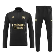 Arsenal 1/4 Zip Black Tracksuit Kit(Top+Pants) 2022/23 for Adults - thejerseys