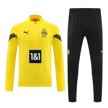 Borussia Dortmund 1/4 Zip Yellow Tracksuit Kit(Top+Pants) 2022/23 for Adults - thejerseys