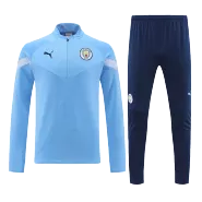 Manchester City 1/4 Zip Blue Tracksuit Kit(Top+Pants) 2022/23 for Adults - thejerseys