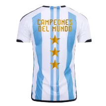 Men's Argentina Home Soccer Jersey Champion Edition 2022 Three Stars - Fans Version - thejerseys