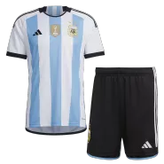 Kid's Argentina Home Jerseys Kit(Jersey+Shorts) 2022 - Three Stars - thejerseys