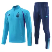 Three Stars Argentina 1/4 Zip Blue Tracksuit Kit(Top+Pants) 2022/23 for Adults - thejerseys