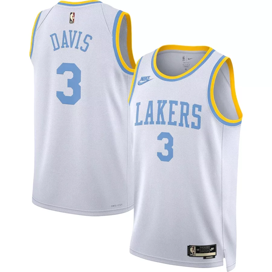 Men's Los Angeles Lakers Anthony Davis #3 White Swingman Jersey 22/23 - Classic Edition - thejerseys