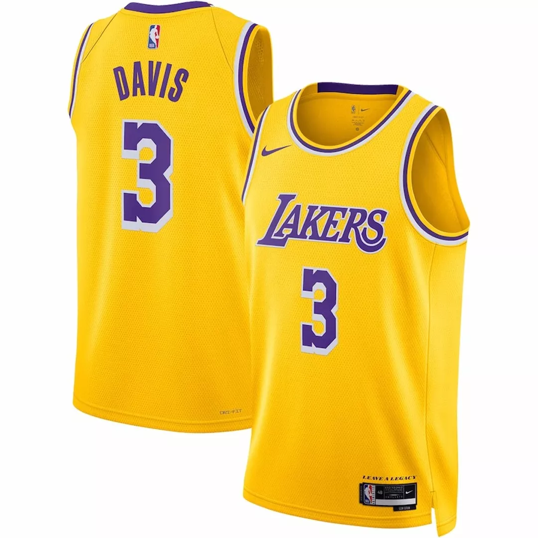Men's Los Angeles Lakers Anthony Davis #3 Gold Swingman Jersey 22/23 - Icon Edition