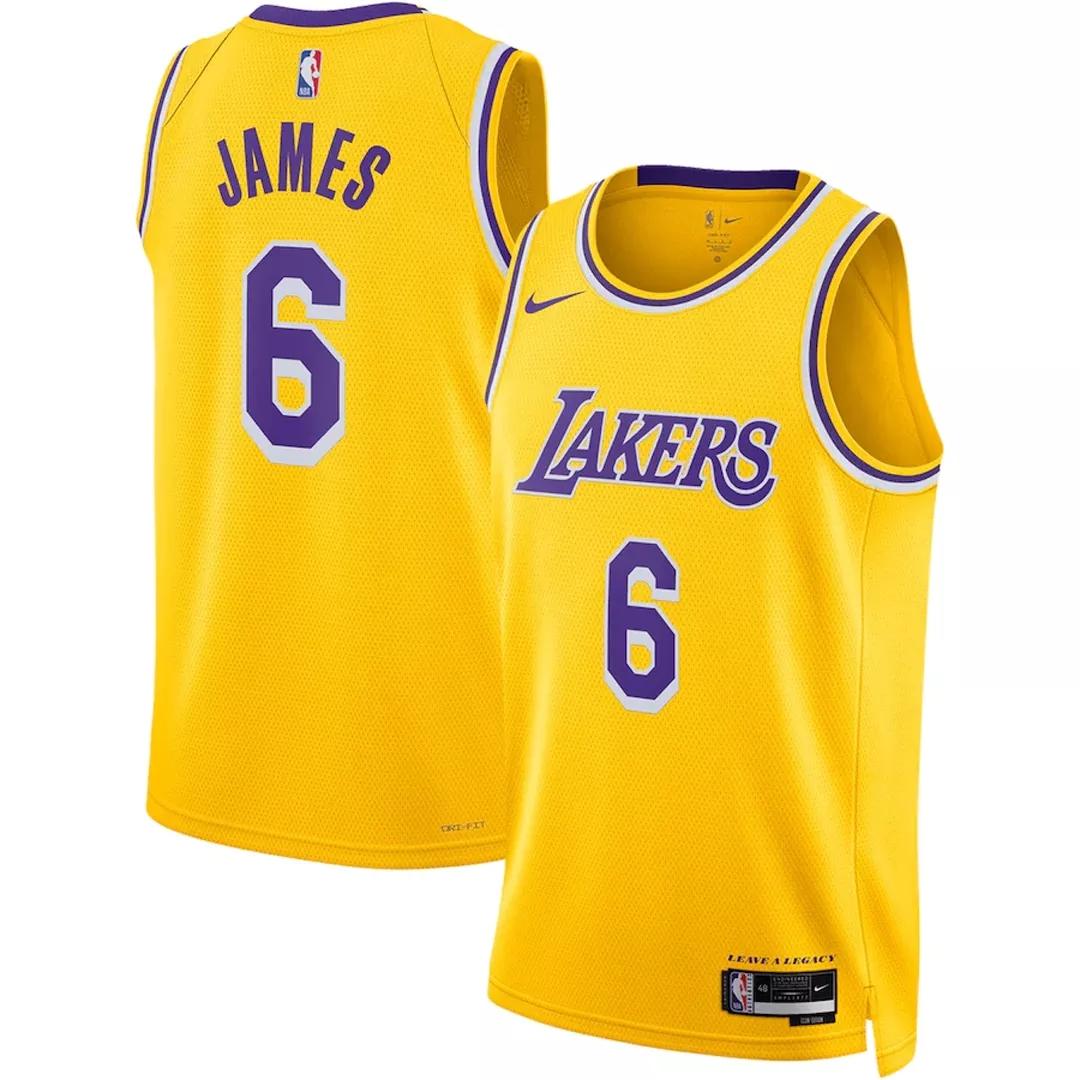 Men's Los Angeles Lakers LeBron James #6 Gold Swingman Jersey 2022/23 - Icon Edition