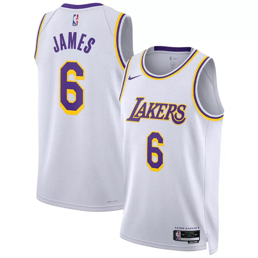 Men's Los Angeles Lakers LeBron James #6 White Swingman Jersey 2022/23 - Association Edition