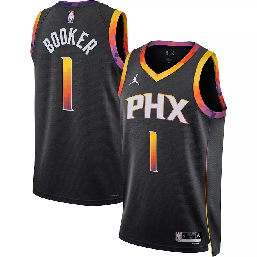Men's Phoenix Suns Devin Booker #1 Black Swingman Jersey 22/23 - Statement Edition - thejerseys