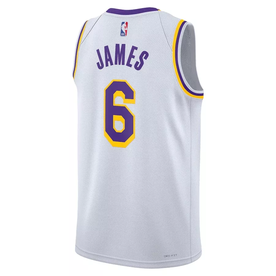 Men's Los Angeles Lakers LeBron James #6 White Swingman Jersey 2022/23 - Association Edition - thejerseys