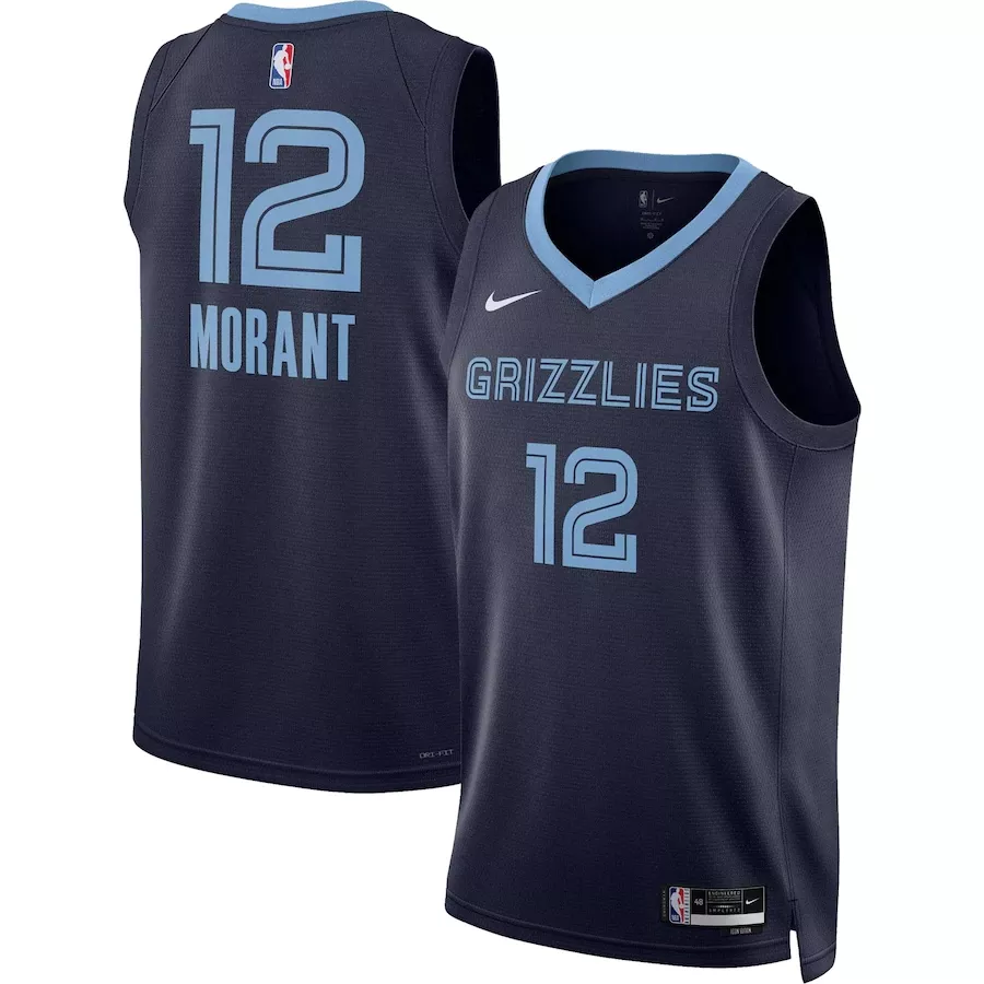 Men's Memphis Grizzlies Ja Morant #12 Navy Swingman Jersey 2022/23 - Icon Edition - thejerseys