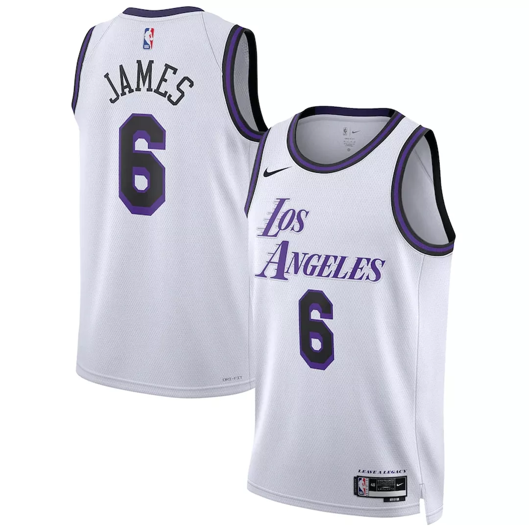 Men's Los Angeles Lakers LeBron James #6 White Swingman Jersey 2022/23 - City Edition