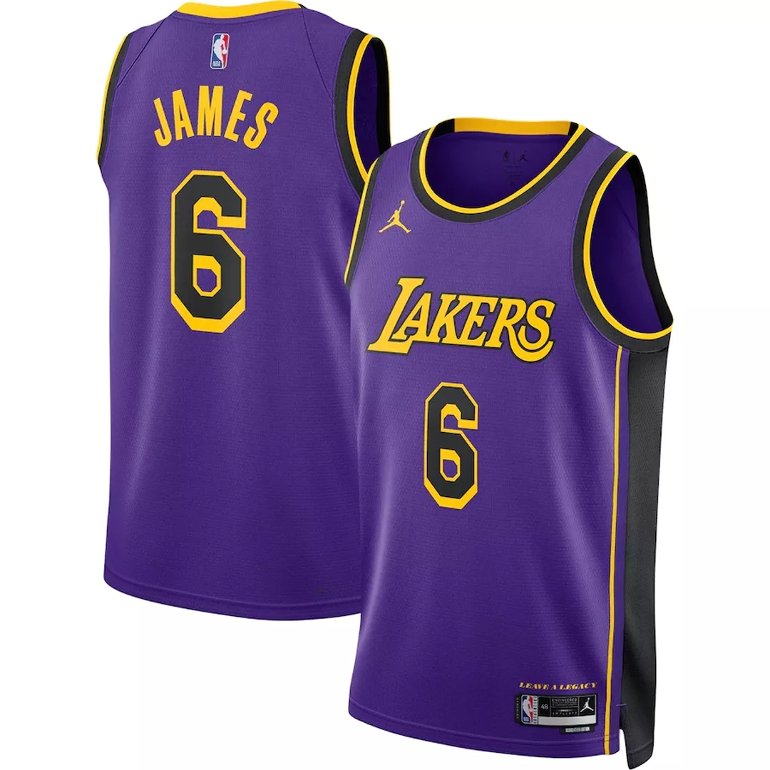 Men's Los Angeles Lakers LeBron James #6 Purple Swingman Jersey 2022/23 - Statement Edition