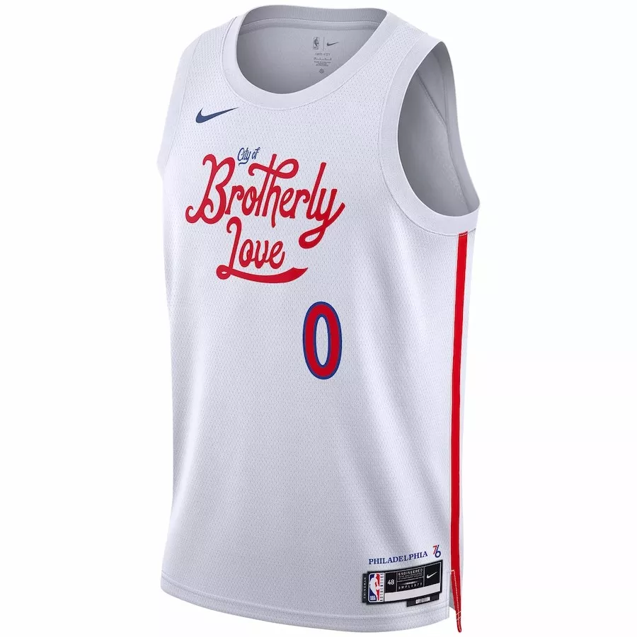 Men's Philadelphia 76ers Tyrese Maxey #0 White Swingman Jersey 22/23 - City Edition - thejerseys