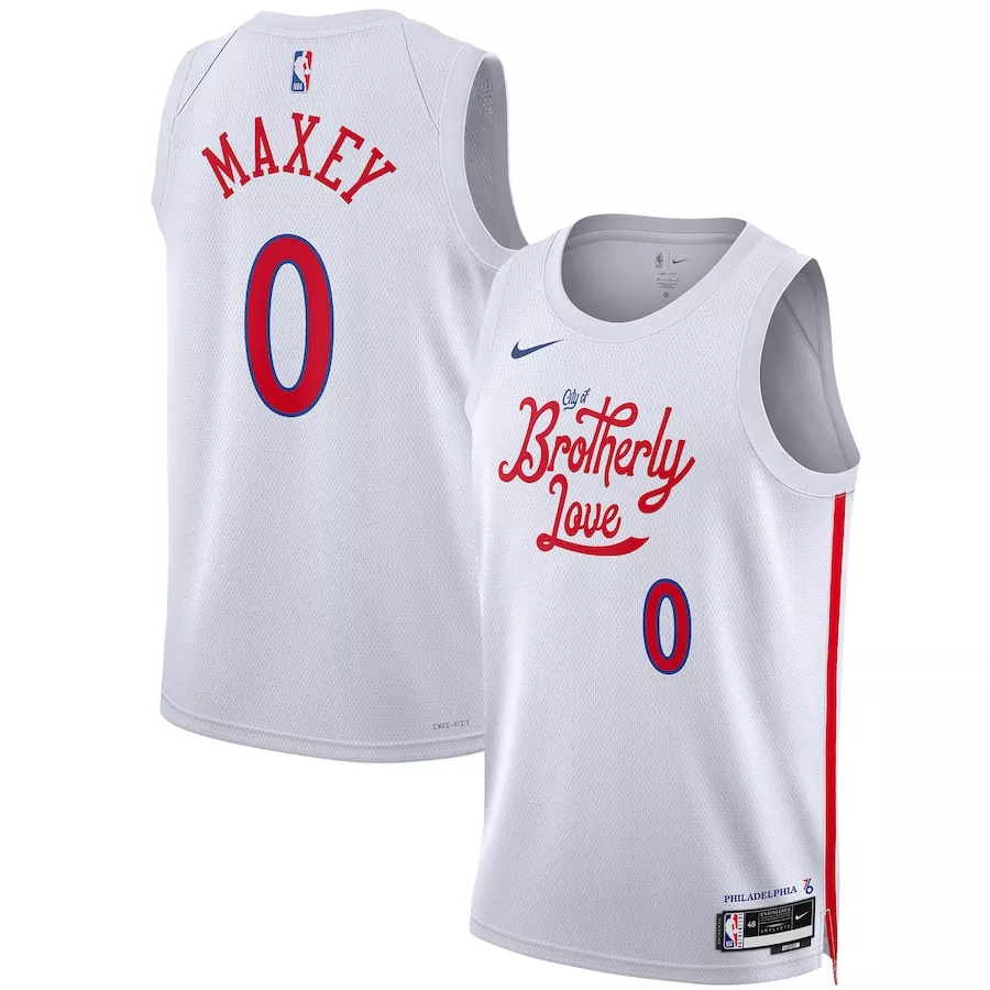 Men's Philadelphia 76ers Tyrese Maxey #0 White Swingman Jersey 22/23 - City Edition - thejerseys