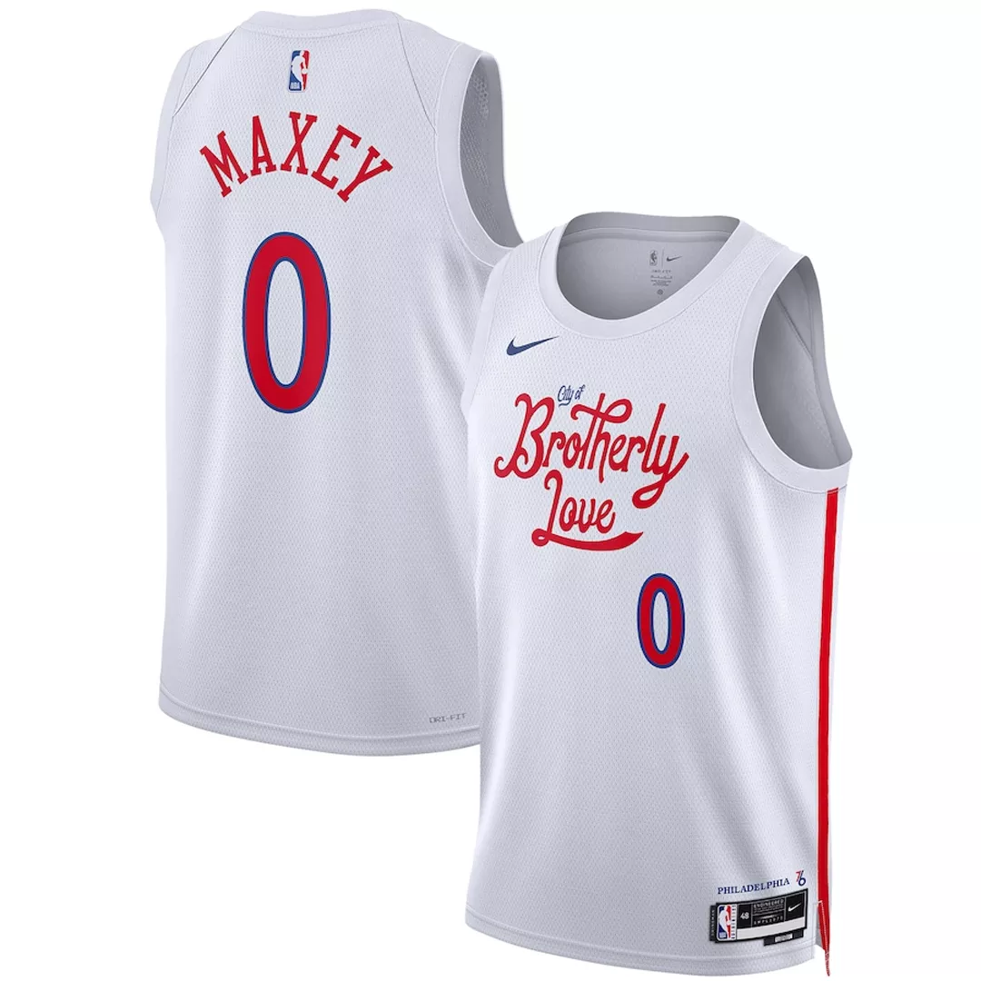 Men's Philadelphia 76ers Tyrese Maxey #0 White Swingman Jersey 22/23 - City Edition