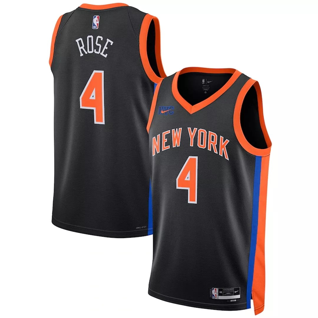 Men's New York Knicks Derrick Rose #4 Black Swingman Jersey 22/23 - City Edition