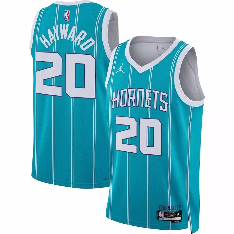 Men's Charlotte Hornets Gordon Hayward #20 Green Swingman Jersey 2022/23 - Icon Edition - thejerseys