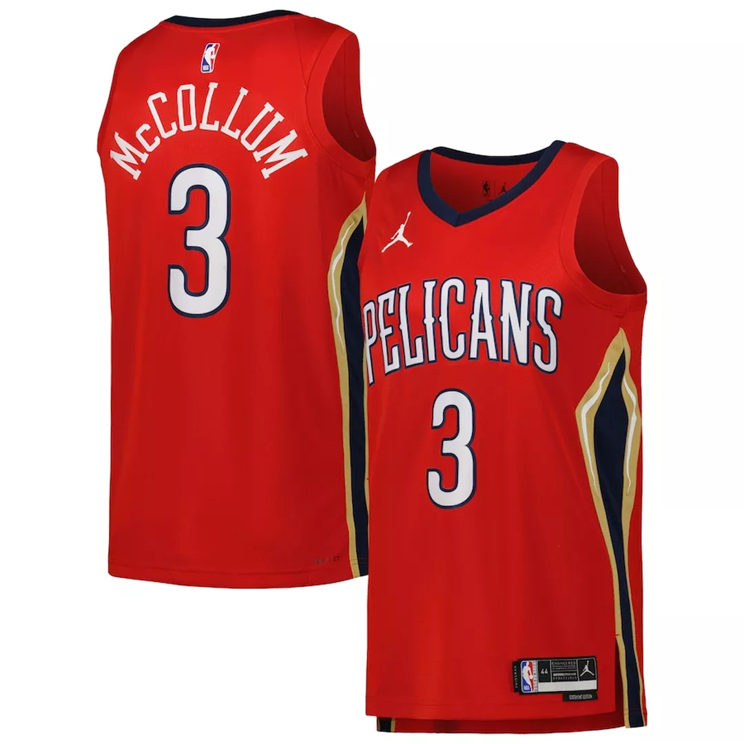 Men's New Orleans Pelicans CJ McCollum #3 Navy Swingman Jersey 22/23 - Statement Edition